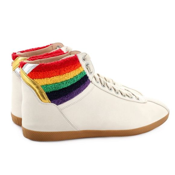 Gucci Bambi Rainbow High Top Sneakers Leather Neutral - Picture 3 of 5